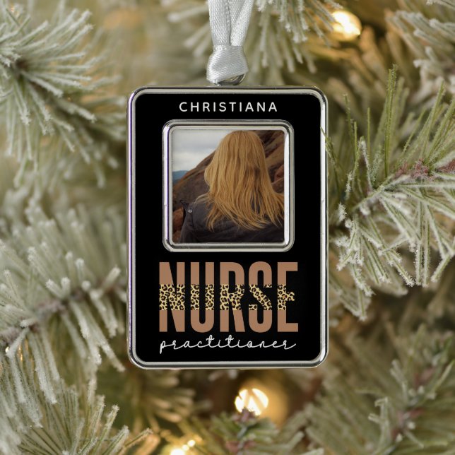 NP-Abschluss-Foto für benutzerdefinierte Krankenpf Rahmen-Ornament Silber (Baum)