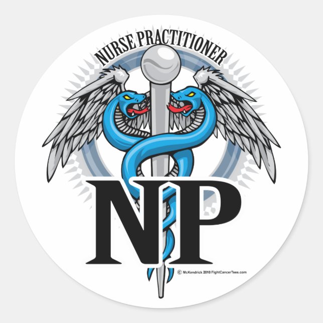 NP Blue Caduceus Runder Aufkleber (Vorderseite)