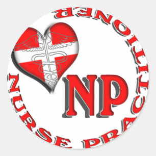 NP CIRCULAR LOGO NURSE PRACTITIONER RUNDER AUFKLEBER