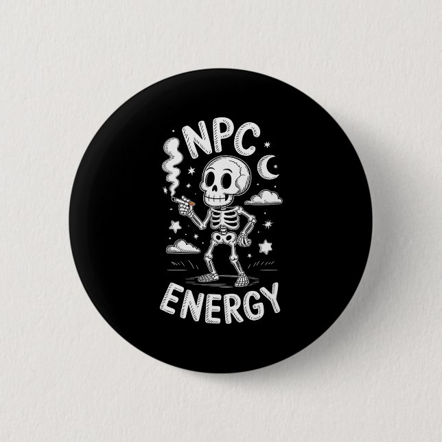 Npc-Energie-Skelett lustiges Meme  Button (Vorderseite)
