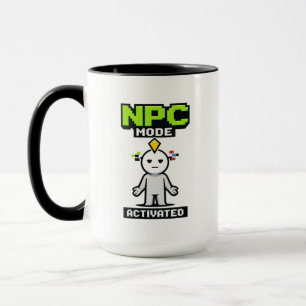 NPC-Modus aktiviert Pixel lustiger Cartoon Tasse