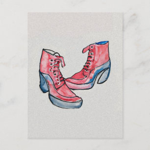 Nr. 01, Handgezeichnete Sammlung lustiger Schuhe Postkarte