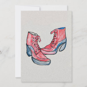 Nr. 01, Handzeichnung einer lustigen Schuhsammlung Einladung