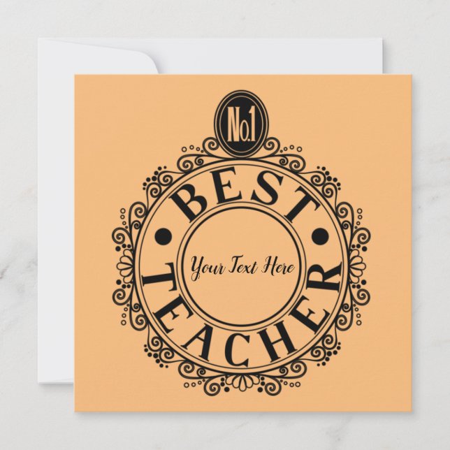 Nr. 1 Best Teacher Black Line Design Typografie Karte (Vorderseite)