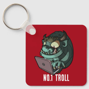 Nr. 1 Troll Internet Troll auf Laptop-Cartoon Schlüsselanhänger