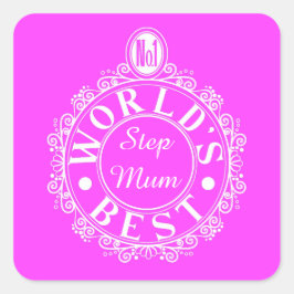 Nr.1 Weltbestes Stepmum Classic White auf rosa Quadratischer Aufkleber