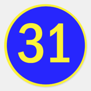 Nr. 31 in einem Kreis Runder Aufkleber