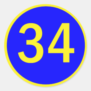 Nr. 34 in einem Kreis Runder Aufkleber