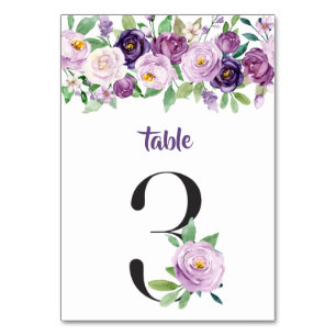 Nr. 3 Lila Rose und Lavendel Tischnummer