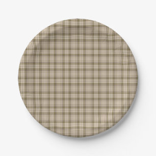 Nr. 59 des Tartan-kariertes Brown, Beige u. grüne Pappteller