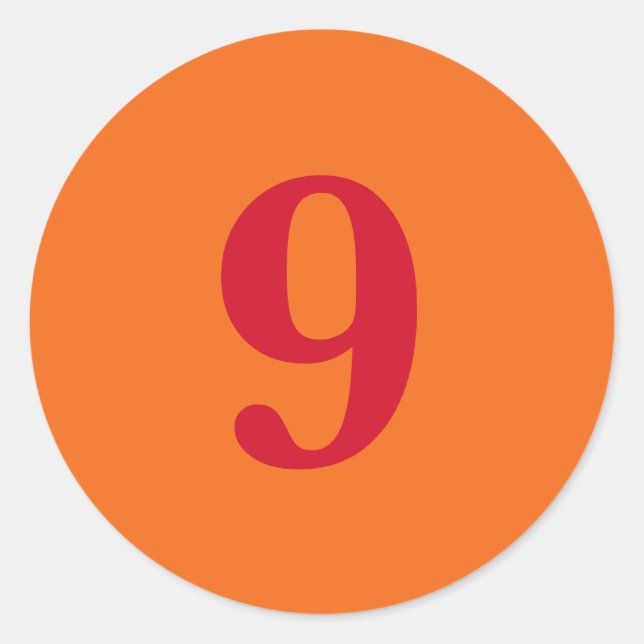 Nr. 9 Planung einfach 9 orange rot Runder Aufkleber (Vorderseite)