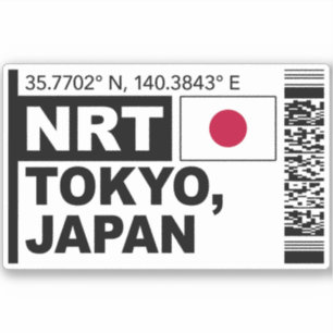 NRT Tokyo Bordkarte - Japan Reise Aufkleber