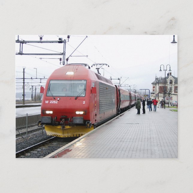 NSB Electric Locomotive EL 18 in Lillehammer Postkarte (Vorderseite)