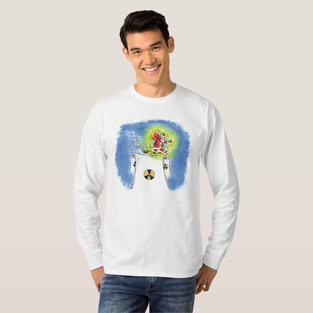 Nu père Noël hommes blanc manches longues T-shirt (Devant entier)