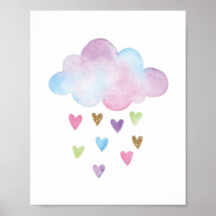 Nuage Aquarelle Arc-en-ciel Coeurs Nourriture Déco