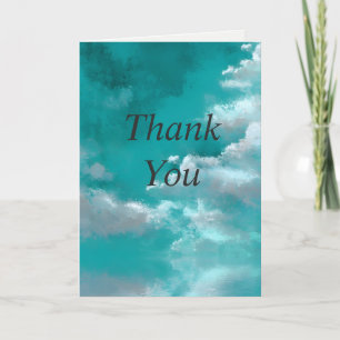 Nuages blancs sur Carte de remerciements turquoise