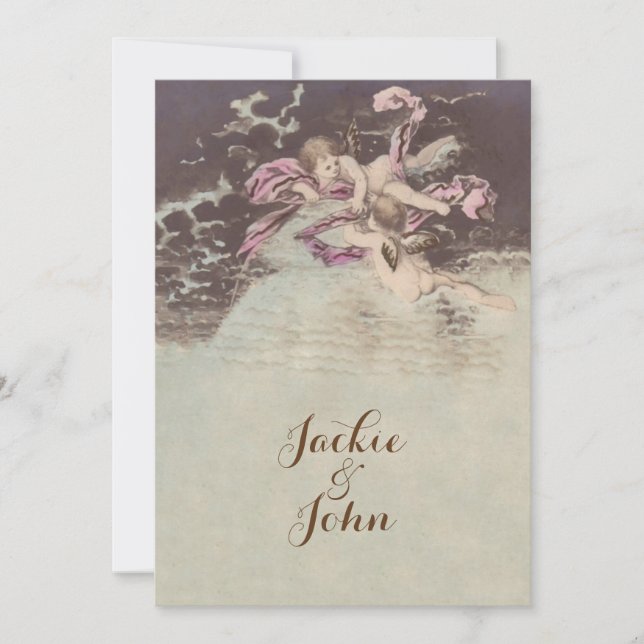 Nuages d'anges - Invitations / RSVP / Mariage (Devant)