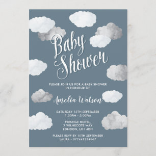 Nuages de pluie Invitations de douches pour bébés