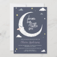 Nuages, lune et étoile invitation fête d'anniversa