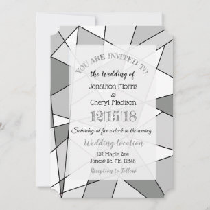 Nuances de gris invitations géométriques de mariag