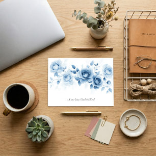 Nuances de Roses Bleues Dessin Floral Vintage