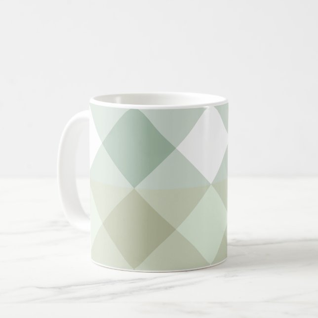 Nuances de sage Mug de café géométrique (Devant gauche)