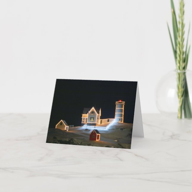 Nubble Light auf einer schneebedeckten Nacht. (Vorderseite)