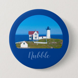 Nubble Light Blue Horizon Maine Lighthouse Button