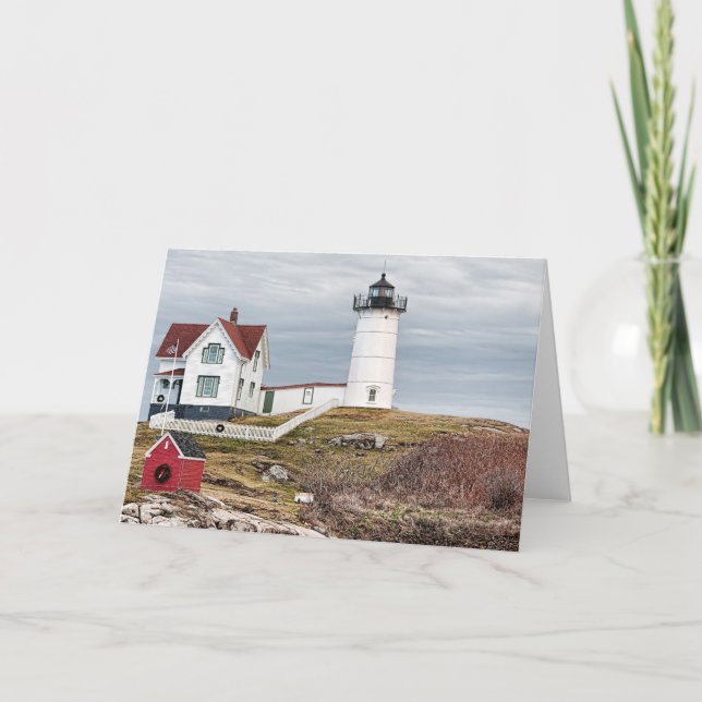 Nubble Light Christmas Feiertagskarte (Vorderseite)