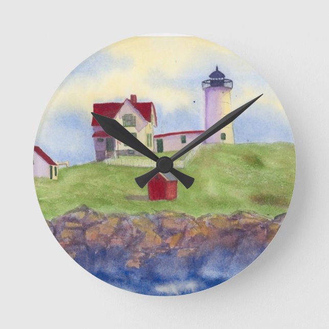 Nubble Light House York Maine Runde Wanduhr (Vorderseite)