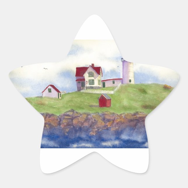 Nubble Light House York Maine Stern-Aufkleber (Vorderseite)