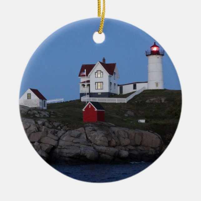 Nubble Lighthouse at Night Keramik Ornament (Vorne)