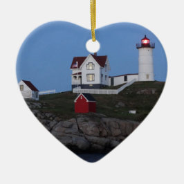 Nubble Lighthouse in der Nacht Keramikornament