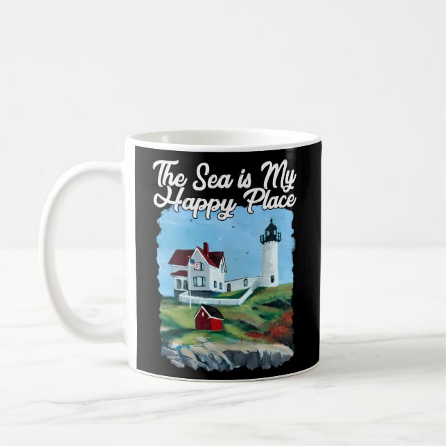 Nubble Lighthouse Maine Lighthouse Malerei Sommer Kaffeetasse (Links)