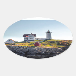 Nubble Lighthouse Ovaler Aufkleber