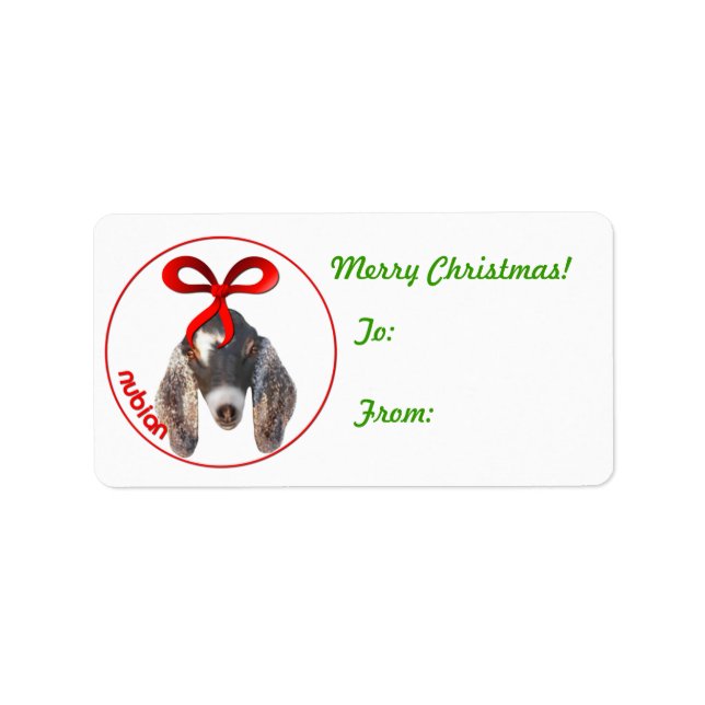 Nubian Goat Weihnachtsgeschenk Tag Sticker Adressaufkleber (Vorne)