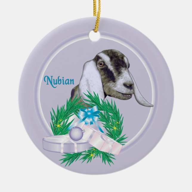 Nubian Goat Wreath Keramikornament (Vorne)