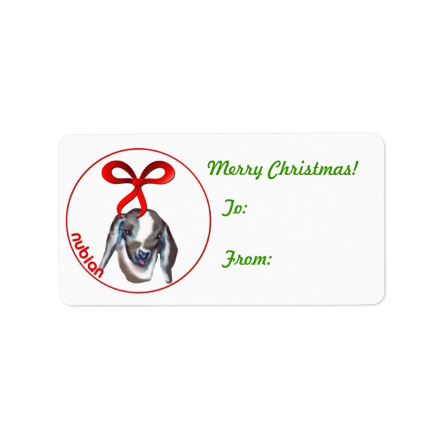 Nubian Kid Goat Weihnachtsgeschenk Tag Sticker Adressaufkleber (Vorne)