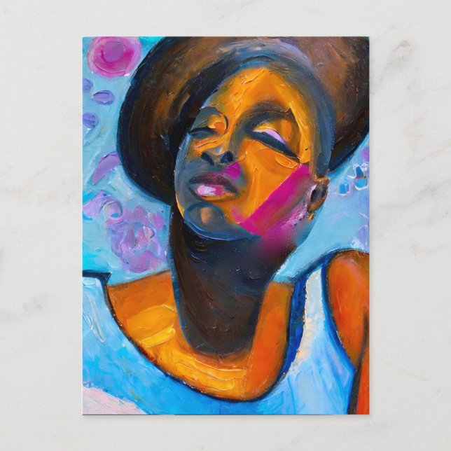 Nubian Princess Powerful Black Woman Art Postkarte (Vorderseite)