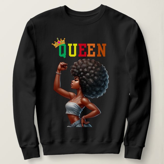 Nubian Queen: Macht Frauenpulli Sweatshirt (Design vorne)