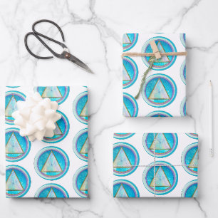 Nüchterne Genesungskreis Dreieck Kristallin Geschenkpapier Set