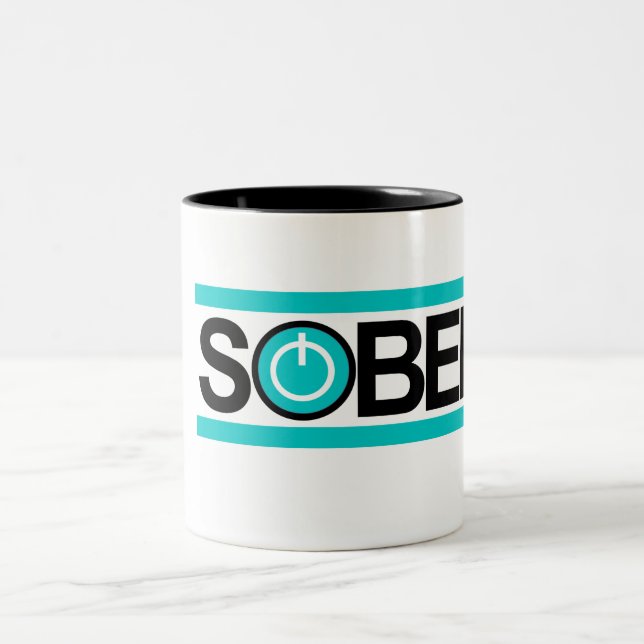 Nüchterne Powerknopf Kaffee-Tasse Zweifarbige Tasse (Mittel)