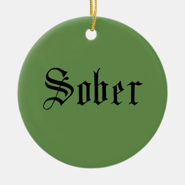 Nüchterne Weihnachtsverzierung, grün Keramik Ornament (Vorne)