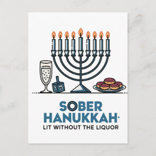 Nüchterner jüdischer Chanukka Lit ohne den Alkohol Postkarte