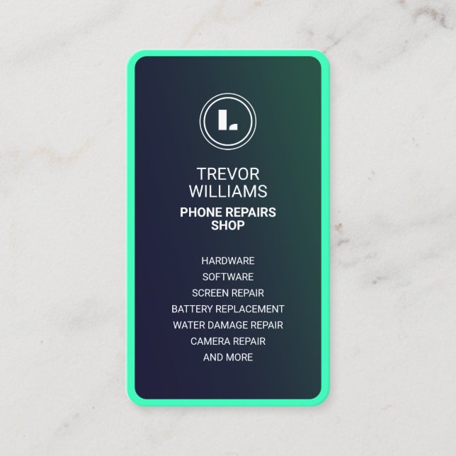 Nuclear green turquoise phone shape Business Card Visitenkarte (Vorderseite)