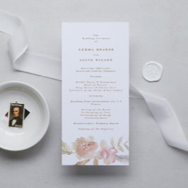 Nude Romantic Watercolor Florals Hochzeit Programm