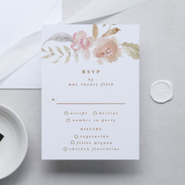 Nude Romantic Watercolor Florals Wedding RSVP Karte