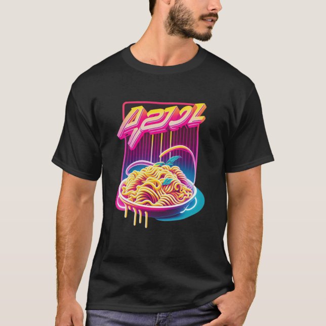 Nudel Synthwave 80er Retrowave-Ästhetik T-Shirt (Vorderseite)