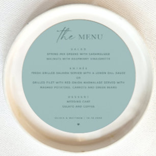 Nudelblau Wasserkreis Minimalistische Hochzeit Menükarte