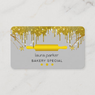 Nudelholz Bäckerei Gebäck Catering tropfendes Gold Visitenkarte